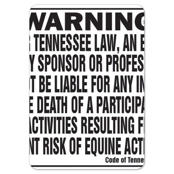 ANSI Caution, Aluminum, 18" x 12", Landscape, Warning Sign Tennesee Equine Law